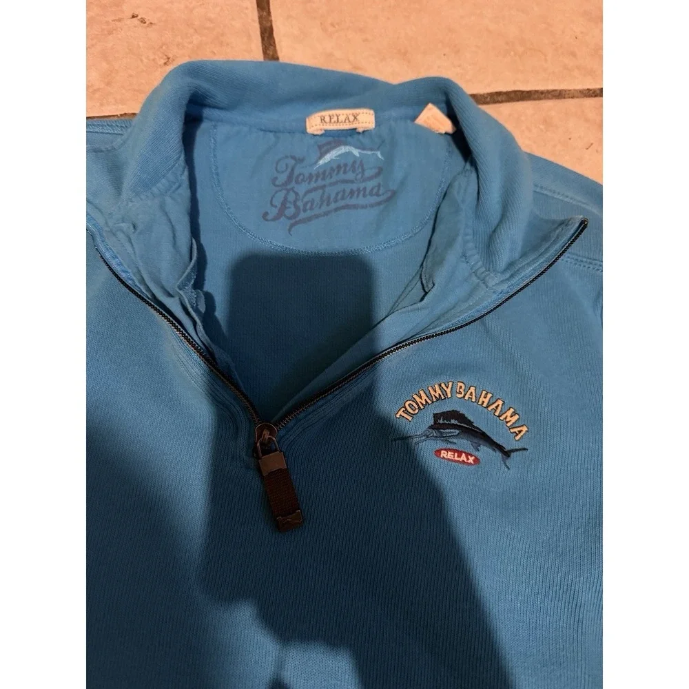 Tommy Bahama Rexax Men's Med Royal Blue Pullover 1/2 Zip Sweatshirt/Jkt